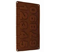 BlueFox Silicone Mould Lollipop Number Lollipop Mould Ice Cream Mould Chocolate Mould Numbers Ice Cube Tray 29cm x 17cm x 1cm Brown
