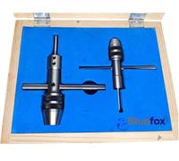 BLUEFOX TOOLS Tap Wrench 2 Pcs Piloted Spindle Capacity Drill 1/16"- 1/4"- 1/2" Wooden Box