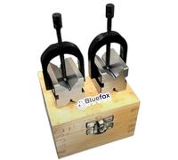 BLUEFOX TOOLS V Block Set - Clamp Hardened Steel 90 Degree Angle Precision, 1-5/8x 1-1/4 x 1-1/4 | Mechanical Tool Set, Multi-Purpose Use for Machining & Layout | Engineering Product with Wooden Box