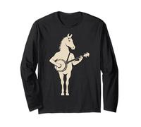 Bluegrass Banjo Horse Playing Country Music Long Sleeve T-Shirt
