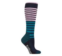 Blueguard Socks Ladies Long Heavy Duty Boot Socks | Long Lasting Gardening Socks - 4-8 UK - Navy Stripe