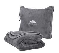 BlueHills Premium Soft Long Travel Blanket Pillow for Tall Airplane Flight Blanket Throw in Soft Bag case with Hand Luggage Belt & Backpack Clip Compact Pack Large Blanket Grey Gray T052