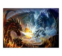 Bluehurric Cross Stitch Kits for Beginners Adults Pre-Printed Easy Funny Pattern UK Fire Dragon and Lightning Dragon 11ct DIY Embroidery Crafts for Needle Point Starter Kit Home Decor Gift（16×20inch