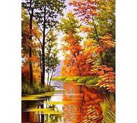 Bluehurric Stamped cross stitch kits for Beginners Adults with Pattern Funny Uk Landscape autumn 11ct DIY Embroidery Crafts for Needle point Starter Kit Home Decor 16×20inch