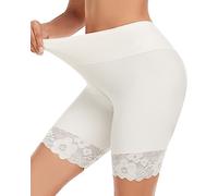 Blueinn Slip Shorts for Under Dresses Mesh Women Anti Chafing Underwear High Wide Waisted Boyshorts Panties Lace Under Shorts, 1pack-white, Medium