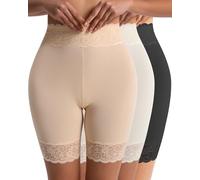 Blueinn Women's Cooling Mesh Lace Slip Shorts for Under Dresses Anti Chafing, Anti-Roll Lace, Soft Breathable Skin-Friendly, Bk+be+wh, XL