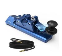 BlueKey Mini CW Key Morse Radio HAM Big Double Paddle Morse Code Key Aluminum Alloy Body with Speaker Base Blue