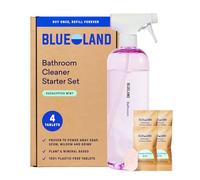 BLUELAND Bathroom Cleaning Spray Bottle with 4 Refill Tablets | Eco Friendly Products & Cleaning Supplies - Eucalyptus Mint Scent | Makes 4 x 24 Fl oz bottles (96 Fl oz total)