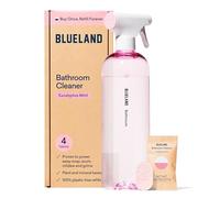 BLUELAND Bathroom Cleaning Spray Bottle with 4 Refill Tablets | Eco Friendly Products & Cleaning Supplies - Eucalyptus Mint Scent | Makes 4 x 24 Fl oz bottles (96 Fl oz total)