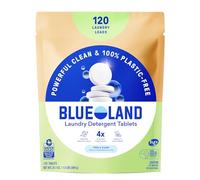 BLUELAND Laundry Detergent Tablets, 120 Count, Plastic-Free Eco-Friendly Pods, Sheets, Liquid Alternative - Fragrance Free and Clear, Natural, Gentle