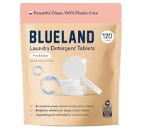BLUELAND Laundry Detergent Tablets, 120 Count, Unscented Plastic-Free Eco-Friendly Pods, Sheets, Liquid Alternative - Natural, Gentle, Non Toxic