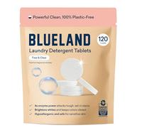 BLUELAND Laundry Detergent Tablets, 120 Count, Plastic-Free Eco-Friendly Pods, Sheets, Liquid Alternative - Fragrance Free and Clear, Natural, Gentle