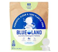 BLUELAND Laundry Detergent Tablets, 60 Count Plastic-free Alternative to Capsules, Sheets or Liquids - Natural, Sustainable, Eco-Friendly Laundry Detergent in Bag