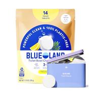 BLUELAND Toilet Bowl Cleaner Starter Set - Eco Friendly Products & Cleaning Supplies - No Harsh Chemicals, Plant-Based - Lemon Cedar - 14 Tablets