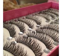 Bluelans® 10 Pairs Handmade Black Long Thick Cross Beauty Party Makeup Fake False Eyelashes