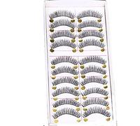 Bluelans® 10 Pairs Long Cross False Eyelashes Makeup Natural Fake Black Eye Lashes