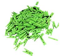 Bluelans® 100 Coloured Craft Mini Wooden Pegs, Green, Clothes Pegs, Photo Paper Pegs Clips (Green)