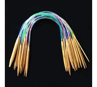 Bluelans® 18 Sizes Circular Carbonized Bamboo Double Pointed Needles Knitting Needles Set with Colorful Tube, 2.0mm-10mm - 60cm
