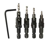 Bluelans® 4 pcs HSS Countersink Drill Bit Set with Quick Change Hex Shank Screw #6#8#10#12