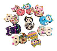 Bluelans® 50PCS Cartoon Buttons-Mixed Wood Buttons Sewing Scrapbooking 2 Holes (Cats)