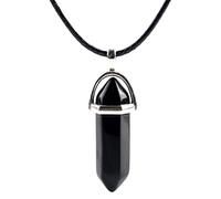 Bluelans Chakra Healing Pendant Necklace Chakra Stone Necklace Spiritual Energy Healing Hexagonal Gemstone Pendant Necklace Rose Quartz Energy Healing Crystal Necklace Men Valentines Gifts Black