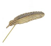 Bluelans® Men's Suit Boutonniere Gold Feather Lapel Pin Brooch Gift