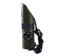 Bluelans® Multifunctional 7 In 1 Plastic Survival Emergency Outdoor Essential Whistle Viewfinder Compass Army Green