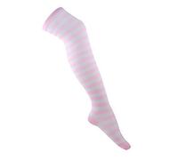 Bluelans® New Womens Over the Knee Long Horizontal Stripe Print Ladies Thigh High Striped Patterned Overknee Socks (Pink Thick Stripe)