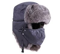 Bluelans® Quality Unisex Winter Warm Outdoor Faux Fur Trapper Hat Ear Flap Bomber Hat with Mask, Available in 12 Colours (Grey)