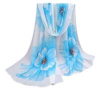 Bluelans® Women Lady Chiffon Big Flower Print Scarf Shawl Soft Scarves Wrap Stole (Blue)