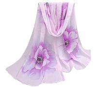 Bluelans® Women Lady Chiffon Big Flower Print Scarf Shawl Soft Scarves Wrap Stole (Purple)