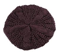 Bluelans® Women's Lady Knitted Beret Braided Baggy Beanie Crochet Hat Ski Cap (Coffee)