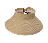 Bluelans® Womens Roll Up Foldable Wide Brim Summer Sun Hat Beach Straw Visor Cap (Khaki)