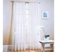 Bluelans® Woven Voile Slot Top Curtain Panel Pure Color, 100cm x 200cm (100cm x 200cm, White)