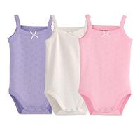 Blueleyu Baby Girl's Sleeveless Tank Top Cotton 3-Pack Onsies BodySuit, Purple/White/Peach, 18-24 Months