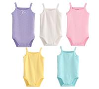 Blueleyu Baby Girls Spaghetti Strap Bodysuit SleevelessTank Top Cotton Baby One-Pieces Pack of Baby Summer Clothes (12-18 Months)