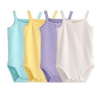 Blueleyu Baby Girls Spaghetti Strap Bodysuit SleevelessTank Top Cotton Baby One-Pieces Pack of Baby Summer Clothes (6-9 Months)