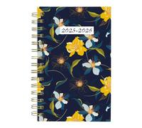 Blueline® Essential Academic Daily/Monthly Planner, August 2025 to July 2026, Twin-Wire Binding, Poly Cover, 8" x 5", Blossom Design, Navy (CA214PG.02-26)