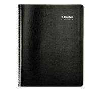 Blueline® Essential Academic Monthly Planner, 14 Months, July 2025 to August 2026, Twin-Wire Binding, Soft Vicuana Cover, 11" x 8.5", Black (CA701.BLK-26)