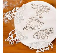 Bluelves Dinosaur Cookie Cutter Set, 3D Dinosaur Cookie Cutters, 3 Pieces, DIY Fondant Cookie Cutter, Biscuit Cutter Set, Biscuit Stamp for Children, Birthday, Dino Party