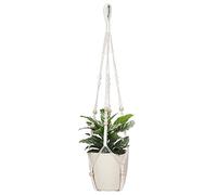 BlueMake Macrame Plant Hanger Indoor Hanging with Wood Beads Macrame Planters No Tassel for Indoor Outdoor Boho Home Decor 35 Inch (Ivory,1pc)