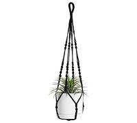 BlueMake Macrame Plant Hanger Indoor Hanging with Wood Beads Macrame Planters No Tassel for Indoor Outdoor Boho Home Decor 35 Inch (Black,1pc)