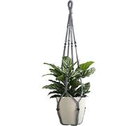 BlueMake Macrame Plant Hanger Indoor Hanging with Wood Beads Macrame Planters No Tassel for Indoor Outdoor Boho Home Decor 35 Inch (Gray,1pc)