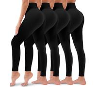 Bluemaple 4 Pack Leggings for Women Butt Lift High Waisted Tummy Control No See-Through Yoga Pants Workout Running Leggings, 01-assort01, Small/Medium