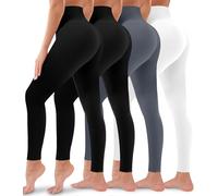 Bluemaple 4 Pack Leggings for Women Butt Lift High Waisted Tummy Control No See-Through Yoga Pants Workout Running Leggings, 02-assort05, Large-X-Large