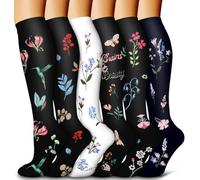 Bluemaple 6 Pack Copper Compression Socks for Men and Women - Best Support for Medical Circulation, Running, Nursing, Athletics, D-assorted110, Large-X-Large, D-Assorted110, L/XL