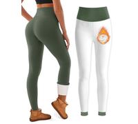 Bluemaple Fleece Lined Leggings Women High Waisted Tummy Control Thermal Warm Tights Workout Hiking Yoga Pants with Pockets, 05-fleece Lined Army Green, M