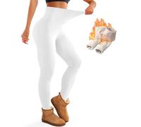Bluemaple Women's Fleece Lined Leggings Thermal Warm Winter Tights High Waisted Yoga Workout Pants Cold Weather, 04 Fleece Lined White, M