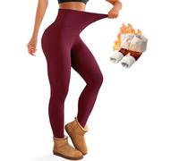 Bluemaple Women's Fleece Lined Leggings Thermal Warm Winter Tights High Waisted Yoga Workout Pants Cold Weather, 07 Fleece Lined Wine Red, M