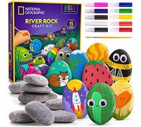 BlueMarble National Geographic Rock Painting Kit - Arts & Crafts Kit for Kids, Paint & Decorate 15 River Rocks with 10 Paint Colors & More Art Supplies, Kids Craft, Outdoor Toys, Art Activity Kit